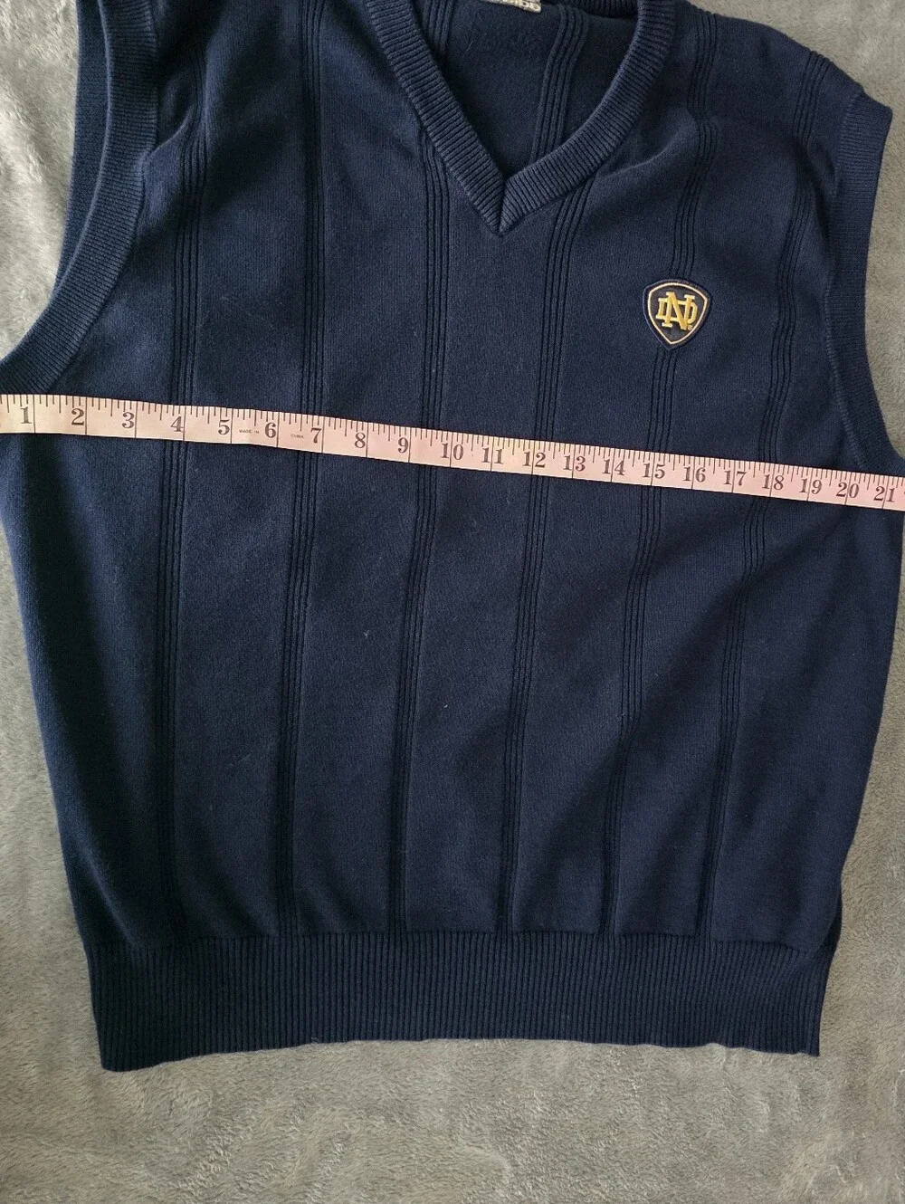 Vintage Adidas Notre Dame Fighting Irish Knit Sweater Vest  Navy Blue Size Large